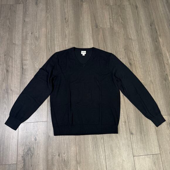 J.Crew Xinao Merino Wool V-Neck Sweater Mens L Black Long Sleeve AD337 Pullover - Picture 3 of 7